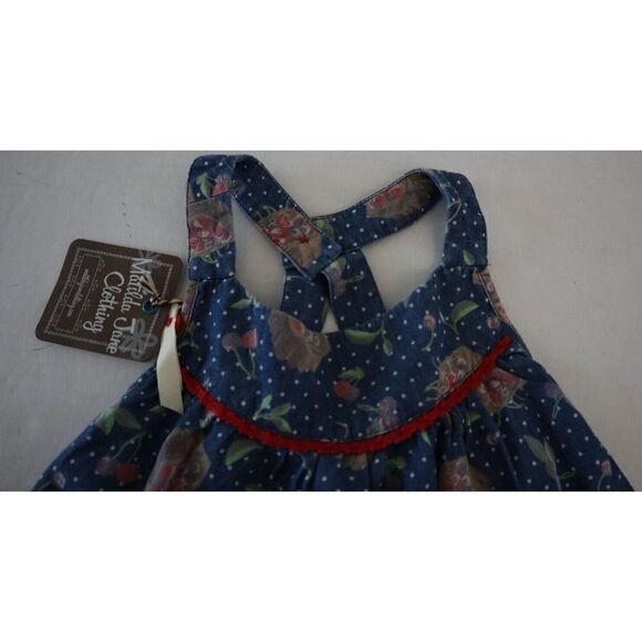 Matilda Jane Girl's Sz 2 Blue Cherry Print Sleeveless Dress - Picture 2 of 5